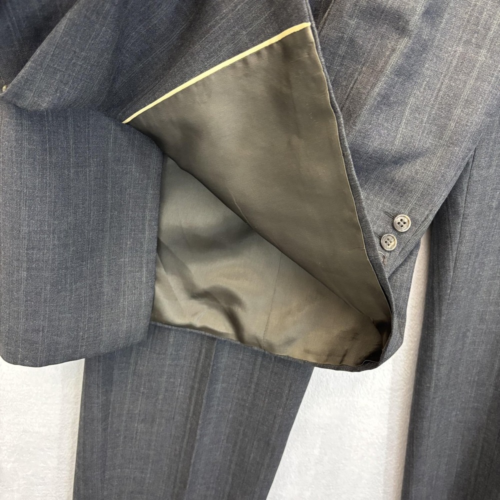 Vintage 2 Pc USA Made Double Breasted Suit Mens 44L 44x32 Old Money Jacket Pants - Picture 10 of 16